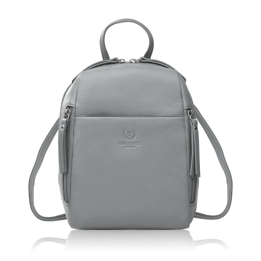 Dámský kožený městský batoh malý černý elegantní Paolo Peruzzi AY-26-BL