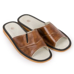 Kapcie męskie R.45 komfortowe odkryte skóra eko ortopedyczne KM-18-BR-45