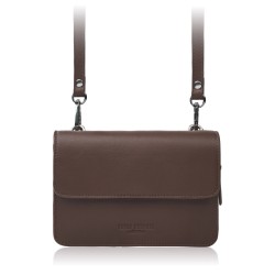 Mała torebka damska skórzana kopertówka na ramię do ręki 2w1 brązowa Paolo Peruzzi AY-21-BR