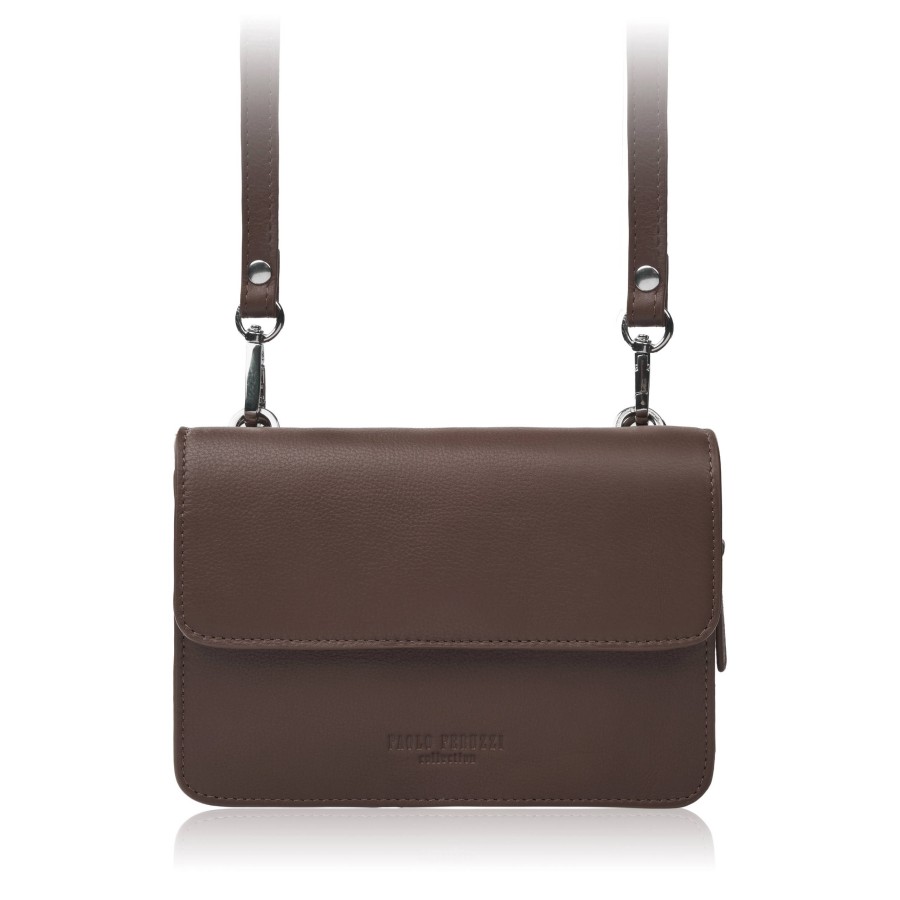 Dámská malá kožená kabelka přes rameno se spojkou 2 v 1 Paolo Peruzzi AY-21-BR