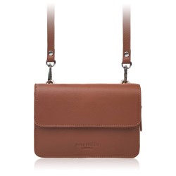 Mała torebka damska skórzana kopertówka na ramię do ręki 2w1 koniakowa Paolo Peruzzi AY-21-CG