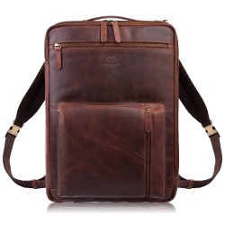 Plecak skórzany miejski do pracy premium na laptopa koniakowy Paolo Peruzzi AY-31-CG
