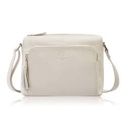 Дамска чанта за рамо от естествена кожа в бежов цвят класическа градска просторна Paolo Peruzzi AY-22-BG