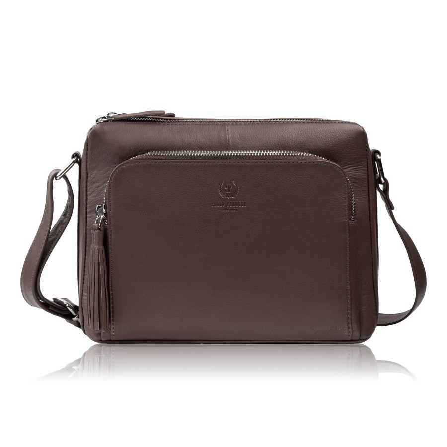 Torebka damska na ramię skórzana brązowa klasyczna miejska pojemna Paolo Peruzzi AY-22-BRS