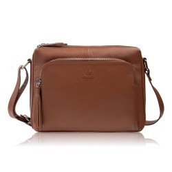 Torebka damska na ramię skórzana koniakowa klasyczna miejska pojemna Paolo Peruzzi AY-22-CGS