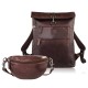 SL-02-BR leather backpack and SL-05-BR women's kidney pouch Paolo Peruzzi gift set ZUP-151-BR