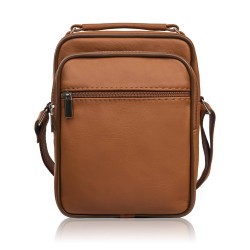 Saszetka męska skórzana na ramię torba czarna pojemna Abruzzo ABR-01