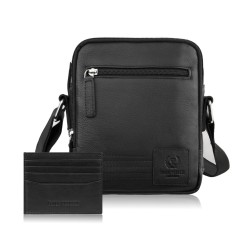 Listonoszka męska AY-01 i portfel męski ze skóry i canvasu AY-06 zestaw upominkowy Paolo Peruzzi ZUP-153-BR