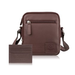 Listonoszka męska AY-01 i portfel męski ze skóry i canvasu AY-06 zestaw upominkowy Paolo Peruzzi ZUP-153-BR