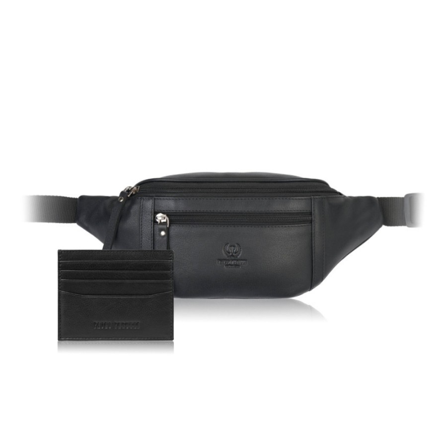 Listonoszka męska AY-01 i portfel męski ze skóry i canvasu AY-06 zestaw upominkowy Paolo Peruzzi ZUP-153-BR