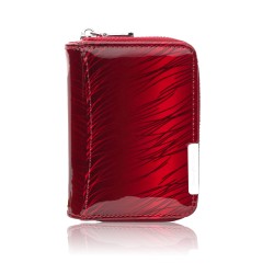 Women's leather wallet mini red patent leather SP-18-RD
