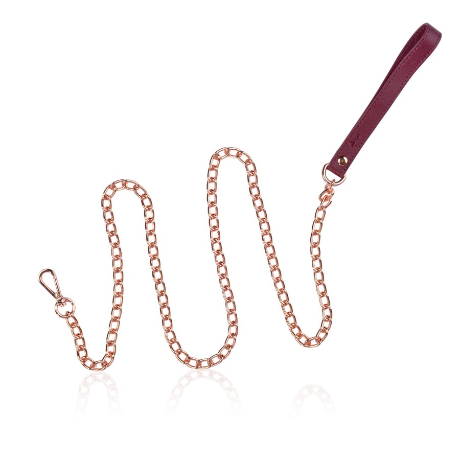 Sessuale smycz ze skórzaną rączką burgudnowa SES-04-BRG