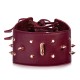 Sessuale skórzana obroża z ćwiekami burgundowa SES-06-BRG
