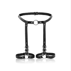 Sessuale skórzany harness na uda i talię damski czarny SES-07-BL