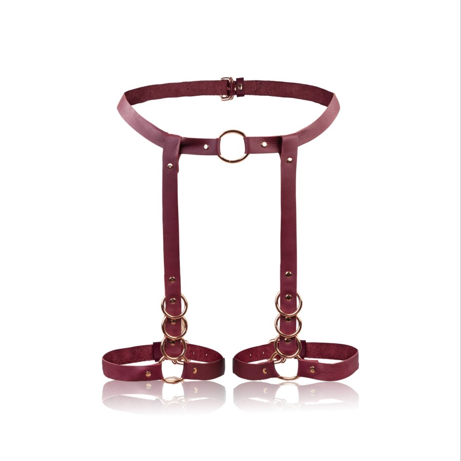 Sessuale skórzany harness na uda i talię damski czarny SES-07-BL