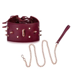 Obroża skórzana SES-06 i smycz ze skórzaną rączką SES-04 zestaw Sessuale BL ZUP-159-BL