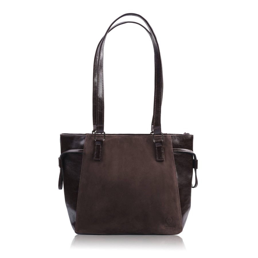 Women's large leather shoulder bag Paolo Peruzzi Z-09-NAVY