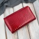 Portfel damski skórzany lakierowany z roślinnym wzorem czerwony SP-24-RD
