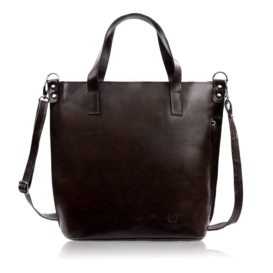 Women's large leather shoulder bag Paolo Peruzzi Z-09-BR