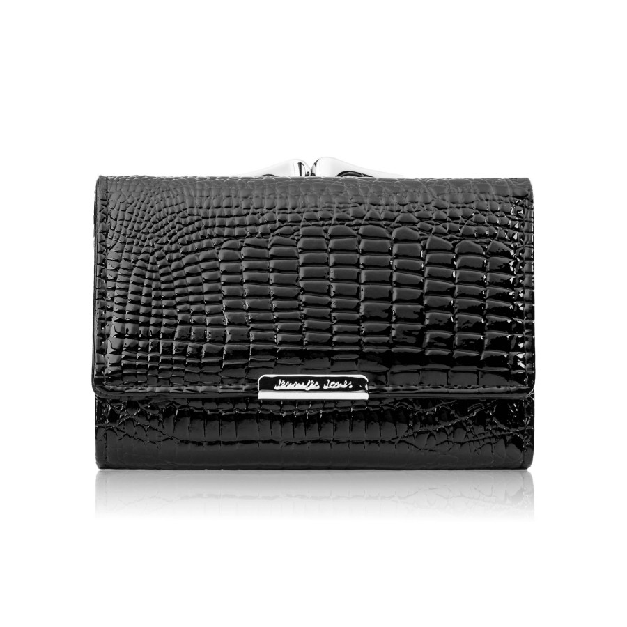 Portfel damski skórzany lakierowany z roślinnym wzorem czerwony SP-24-RD