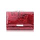 Portfel damski skórzany lakierowany z roślinnym wzorem czerwony SP-24-RD