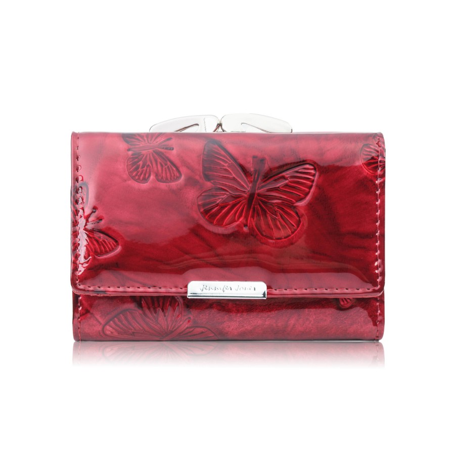 Portfel damski skórzany lakierowany mały czerwony z RFID SP-27-RD