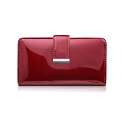 Portfel damski skórzany duży lakierowany czarny poziomy z RFID SP-25-BL