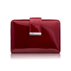 Portfel damski skórzany lakierowany mały czerwony z RFID SP-26-RD