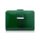 Portfel damski skórzany lakierowany mały zielony z tłoczeniem croco z RFID SP-26-CGR