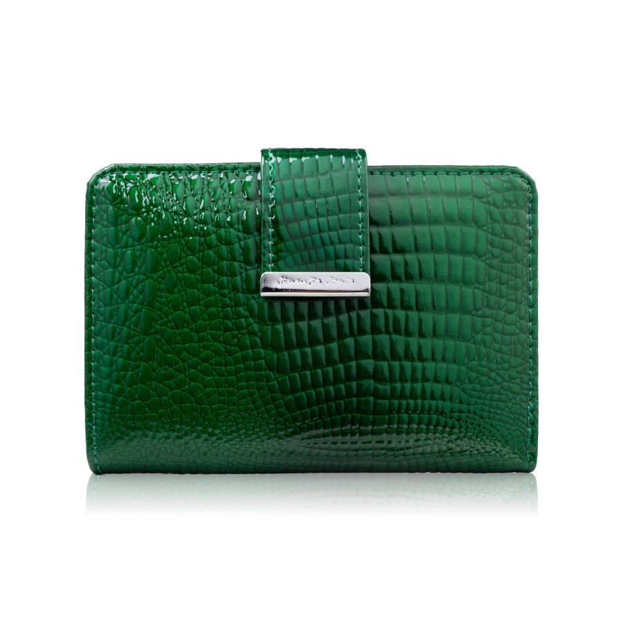 Portfel damski skórzany lakierowany mały czerwony z RFID SP-26-RD