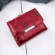 Portfel damski skórzany mini czerwony lakierowany w motyle Jennifer Jones z RFID SP-28-RD