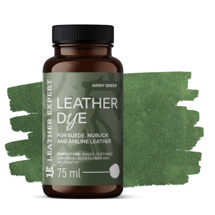 Farba do zamszu, nubuku, aniliny kolor Army green 75ml Leather Expert Leather Dye LE-21-D75AG