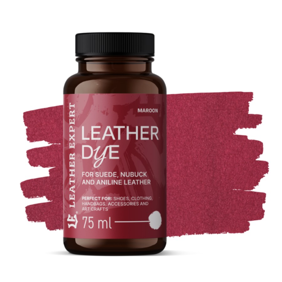 Farba do zamszu, nubuku, aniliny kolor Maroon 75ml Leather Expert Leather Dye  LE-21-D75MR