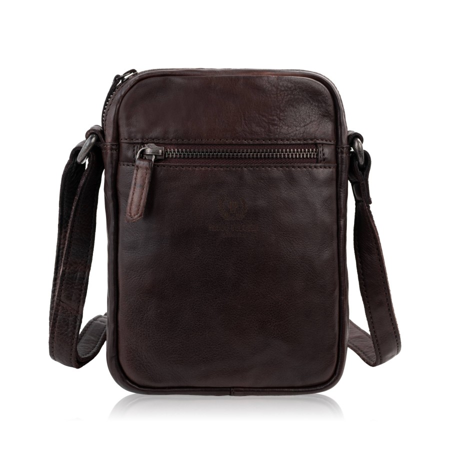 Saszetka męska skórzana brązowa na ramię washed leather Paolo Peruzzi SL-03-CSBR