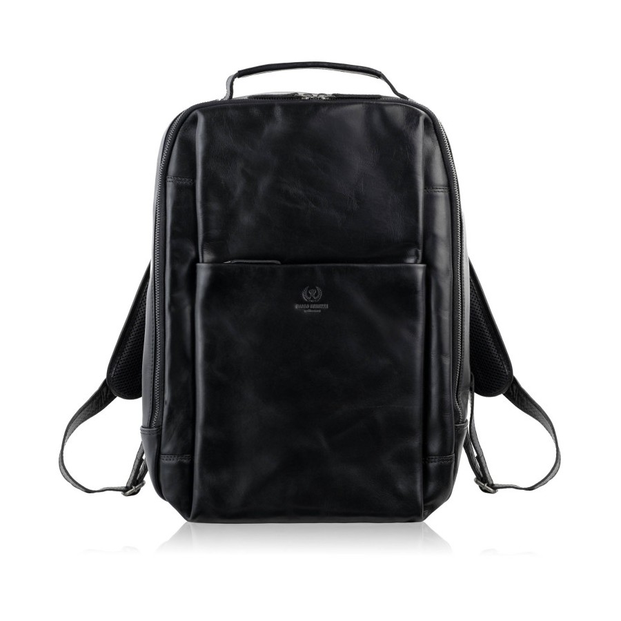 Plecak skórzany czarny na laptopa 15,6″ A4 premium Paolo Peruzzi SL-15-BL