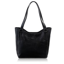 Torebka damska na ramię skórzana czarna A4 elegancka shopperka Paolo Peruzzi SL-45-BL