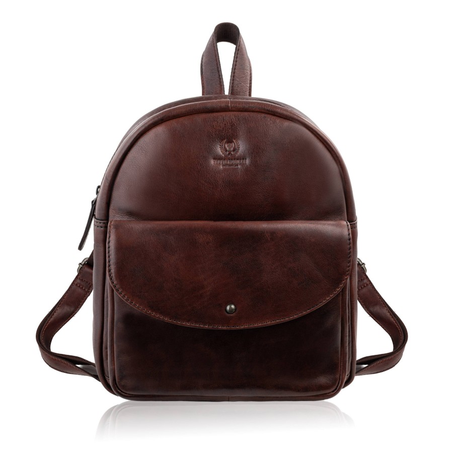 Plecak damski skórzany mały brązowy vintage Paolo Peruzzi SL-47-BR