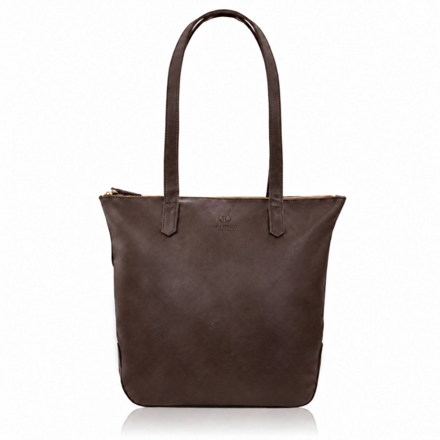 Torba damska na ramię duża brązowa klasyczna shopperka Paolo Peruzzi MT-02-BR