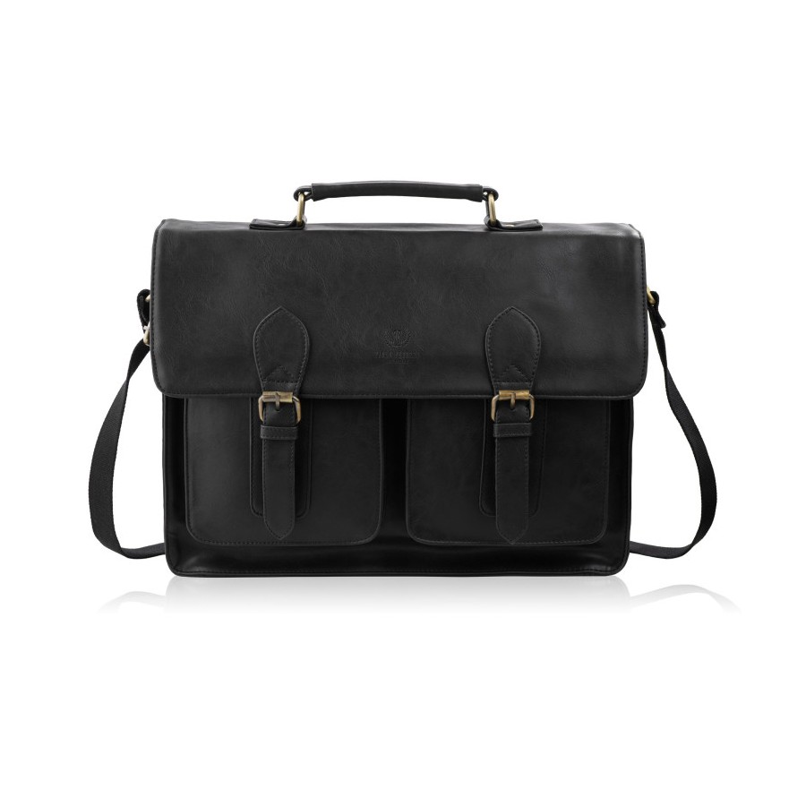 Torba męska teczka na ramię do ręki czarna vintage Paolo Peruzzi MT-04-BL
