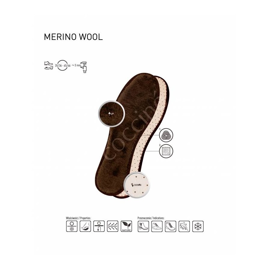 r.46 - wkładki do butów merino wool coccine