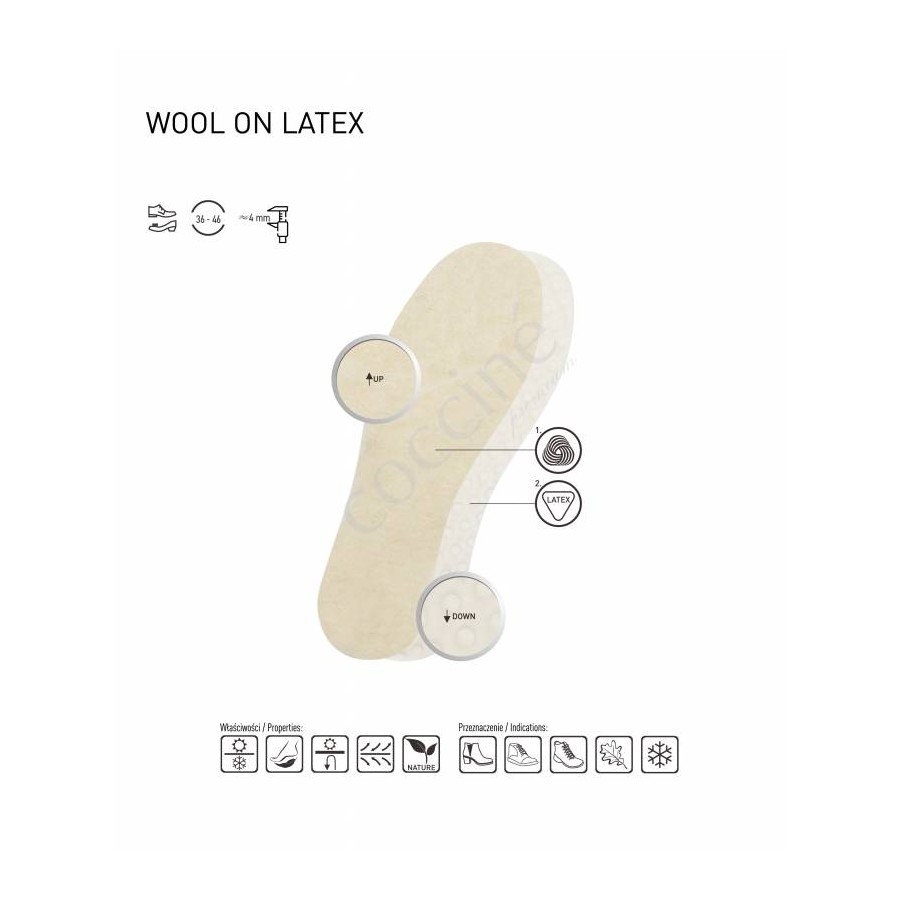 r.37 - wkładki wełna na lateksie coccine wool on latex