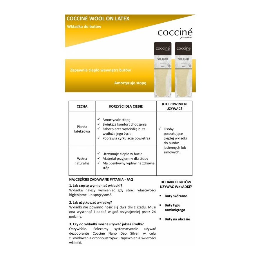 r.43 - wkładki wełna na lateksie coccine wool on latex