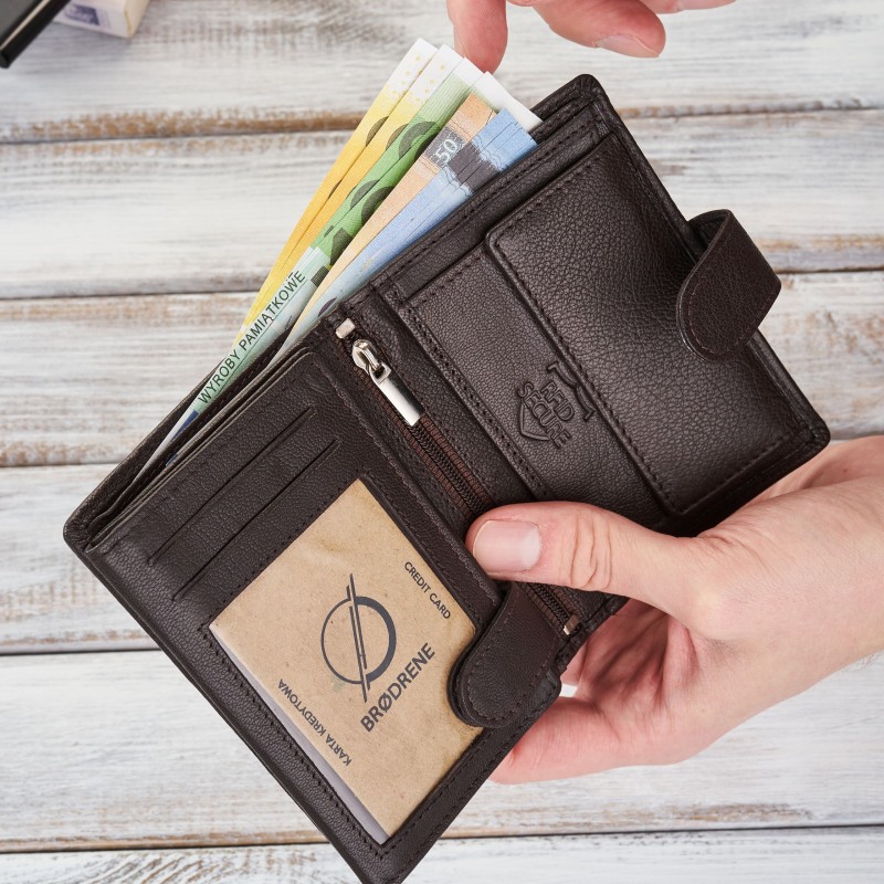 portfel męski skórzany brązowy brodrene g-28-br