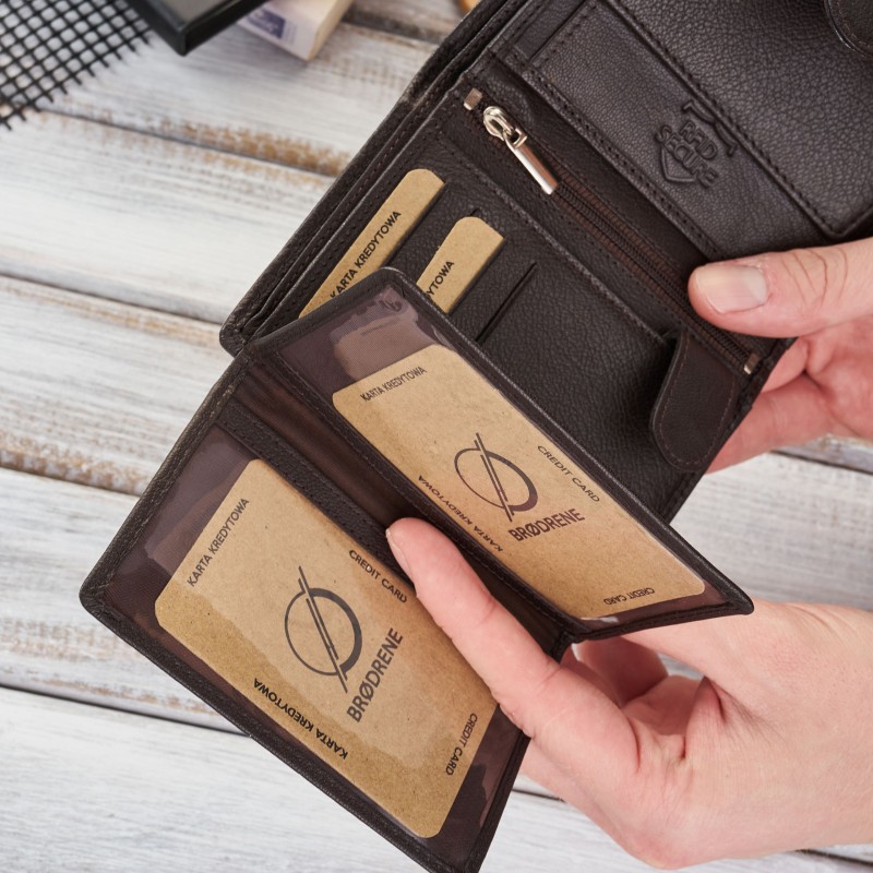 portfel męski skórzany brązowy brodrene g-28-br