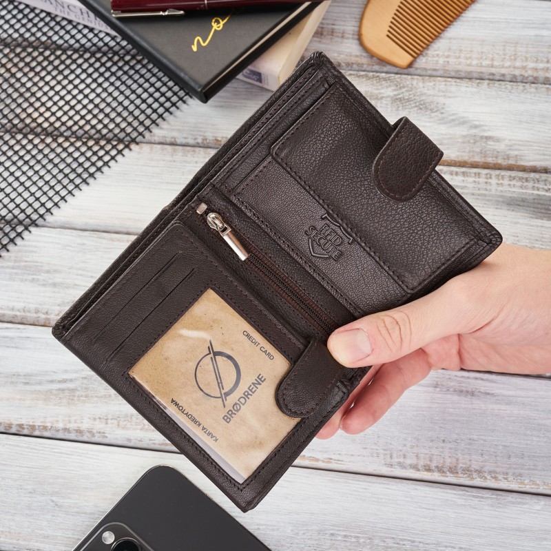 portfel męski skórzany brązowy brodrene g-28-br