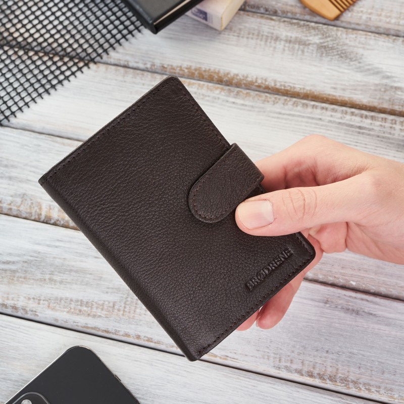 portfel męski skórzany brązowy brodrene g-28-br