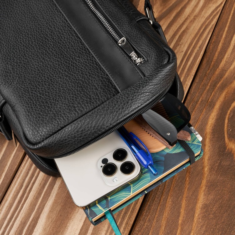 saszetka męska skórzana na ramię listonoszka męska czarna abruzzo abr-04