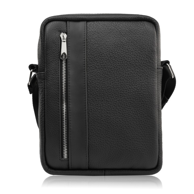 saszetka męska skórzana na ramię listonoszka męska czarna abruzzo abr-04